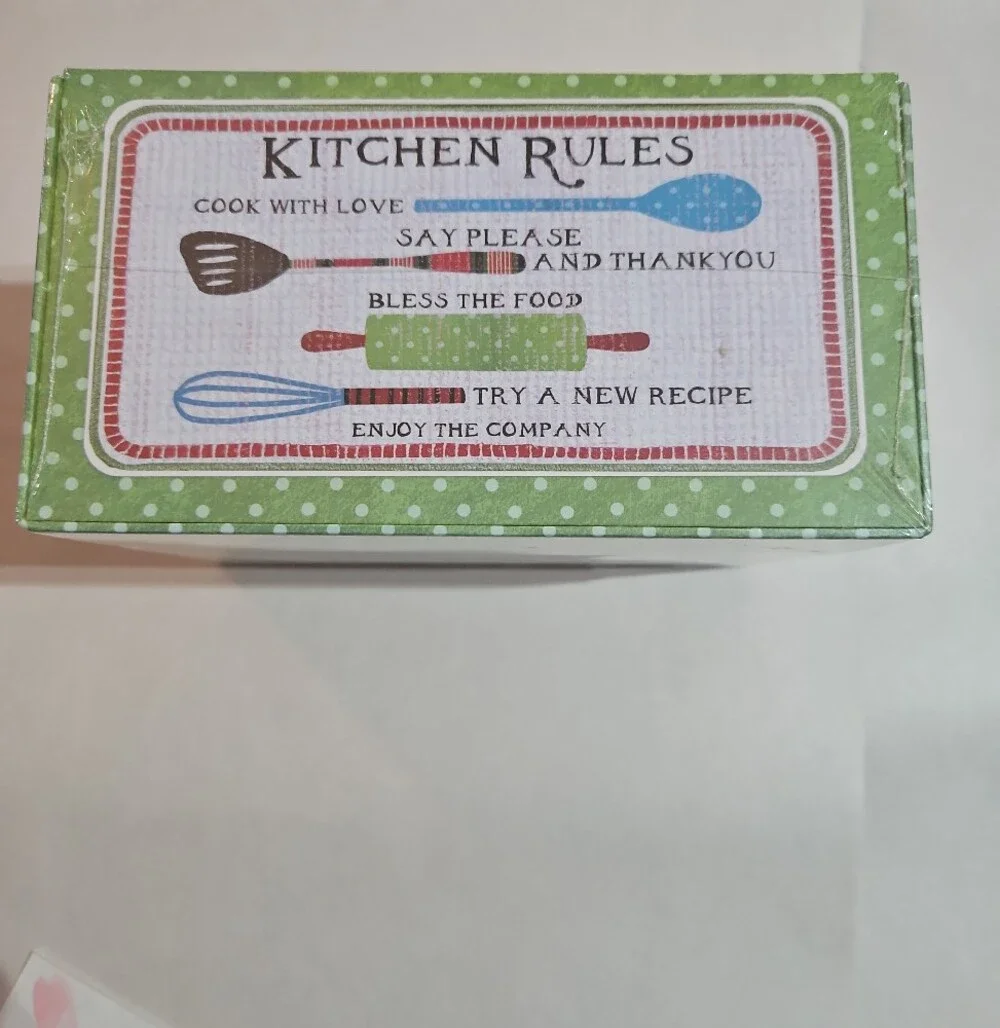 Kitchen Rules Recipe Card Box - Green/White